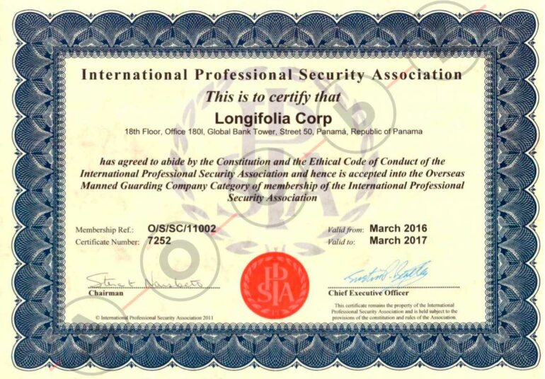 Сертификат о членстве в IPSA // Центр «Досье»